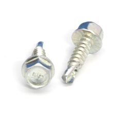 Picture of a screw with a drilling point for metal to metal use. Size #10 x 3/4**". Zinc plated