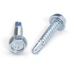 Picture of a screw with a drilling point for metal to metal use. Size #10 x 1". Zinc plated