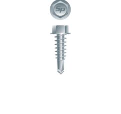 Picture of a screw with a drilling point for metal to metal use. Size #14 x 7/8" #12 HD***. Zinc plated