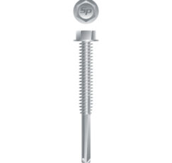 Picture of a screw with a drilling point for metal to metal use. Size #1/4 x 3". Strong-Shield Coated