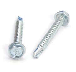 Picture of a screw with a drilling point for metal to metal use. Size #10 x 1-1/2". Zinc plated