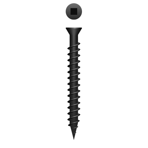 Picture of a screw, drywall, for wood trim to drywall or studs use. Size #6 x 1". Phosphate Coating