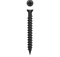 Picture of a screw, drywall, for wood trim to drywall or studs use. Size #6 x 1-5/8". Phosphate Coating