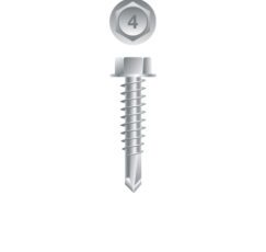 Picture of a screw, for metal or aluminum to metal or aluminum use. Size #14 x 7/8 #12 HD", 410 Stainless Steel.