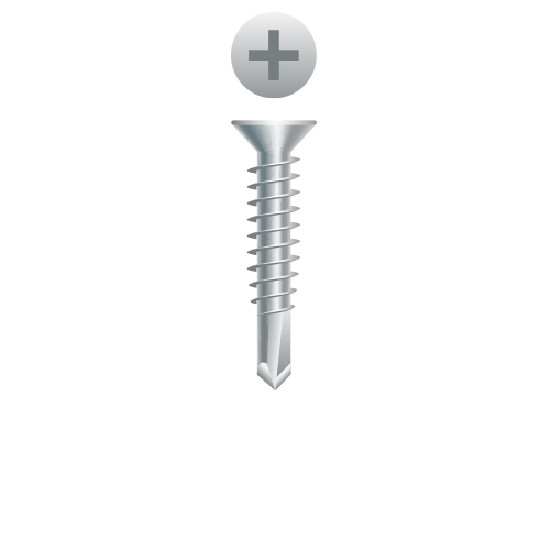 Picture of a screw, for metal or aluminum to metal or aluminum use. Size #10 x 3/4", 410 Stainless Steel.