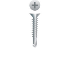 Picture of a screw, for metal or aluminum to metal or aluminum use. Size #10 x 1-1/2", 410 Stainless Steel.