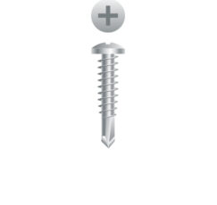 Picture of a screw, for metal or aluminum to metal or aluminum use. Size #10 x 1/2", 410 Stainless Steel.