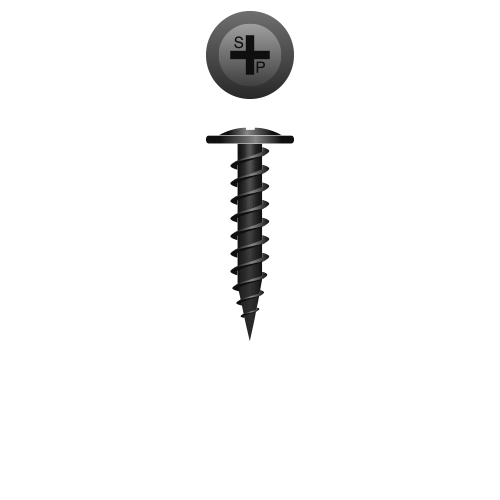 Picture of a screw, drywall, for finishing screw for use when aesthetics are important. Size #8 x 9/16". Black Oxide