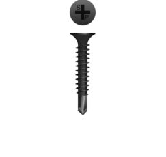 Picture of a screw with a drilling point for gypsum, insulation, wood to metal use. Size #10 x 3-1/2". Phosphate Coating