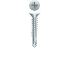 Picture of a screw with a drilling point for metal to metal use. Size #10 x 1". Zinc Plated