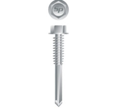 Picture of a screw with a drilling point for metal to metal use. Size #12 x 1-1/2". Strong-Shield Coated