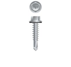 Picture of a screw with a drilling point for metal to metal use. Size #10 x 3/4". Strong-Shield Coated