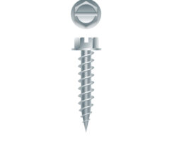 Picture of a screw, needle point, for light gauge sheet metal to metal use. Size #10 x 1/2". Zinc Plated