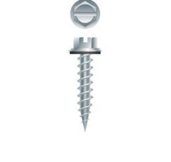 Picture of a screw, needle point, for light gauge sheet metal to metal use. Size #10 x 3/4". Zinc Plated