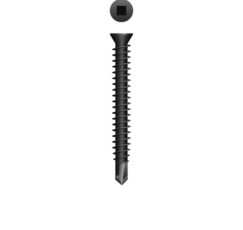 Picture of a screw with a a drilling point for wood to metal use. Size #7 x 1". Phosphate Coating