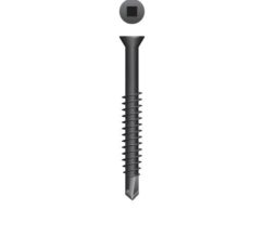 Picture of a screw with a a drilling point for wood to metal use. Size #6 x 1-5/8". Phosphate Coating