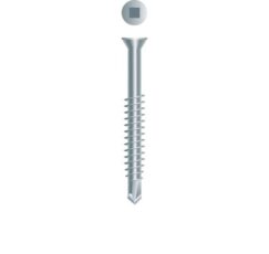 Picture of a screw with a a drilling point for wood to metal use. Size #6 x 1-5/8". Zinc Plated