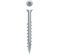 Picture of a screw, for exterior wood screw for attaching trim and rails to decks or fences use. Size #7 x 1-5/8", 305 Stainless Steel.