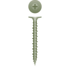 A green screw with a button on it.