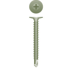 A green screw with a white cross on it.