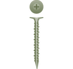 A green screw with a cross on it.