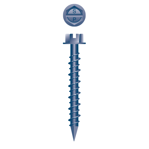 A blue screw with a white background