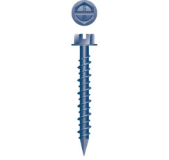 A blue screw with a white background