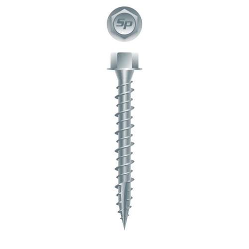 Picture of a screw, polegripper, for metal to wood use. Size #10 x 1", Strong-Shield Coated.