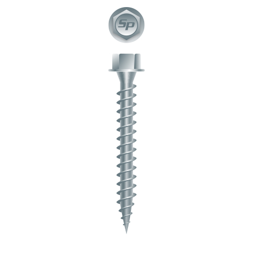 Picture of a screw, polegripper, for metal to wood use. Size #9 x 1", Strong-Shield Coated.