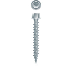 Picture of a screw, polegripper, for metal to wood use. Size #9 x 1-1/2", Strong-Shield Coated.