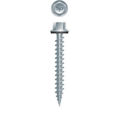 Picture of a screw, polegripper, for metal to wood use. Size #9 x 1", Strong-Shield Coated.