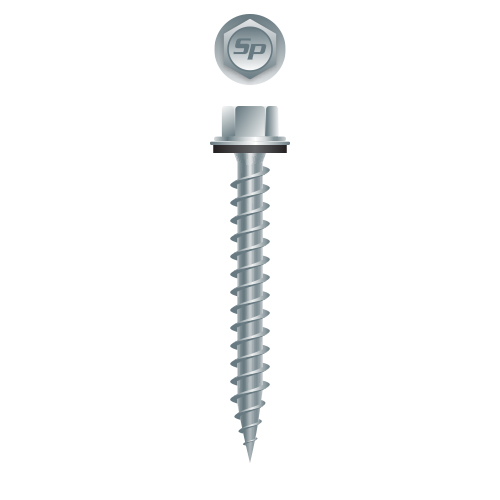 Picture of a screw, polegripper, for metal to wood use. Size #9 x 1", Strong-Shield Coated.