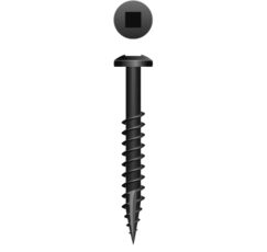 Picture of a screw, Woodworking, for wood to wood cabinet framing assembly use. Size #6 x 1-1/4", Black Oxide.