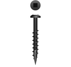 Picture of a screw, Woodworking, for wood to wood cabinet framing assembly use. Size #6 x 1-1/4", Black Oxide.